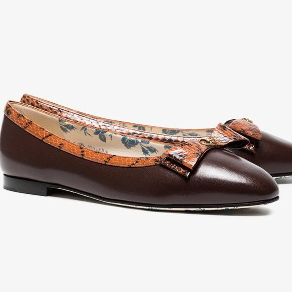 gucci leather ballet flat with bow